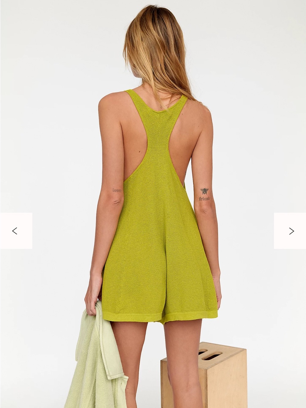 Free People FP Beach Knit Romper Cover-Up in Olive - Picture 3 of 8